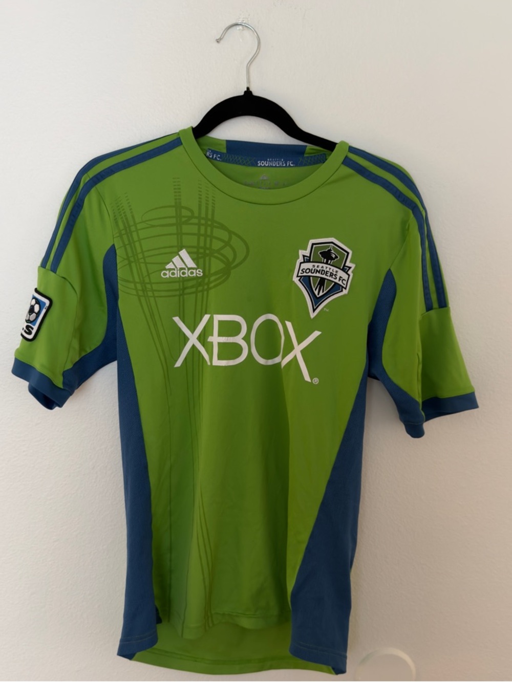 adidas Seattle Sounders FC Lime Green and Navy Short-Sleeve Soccer Jersey